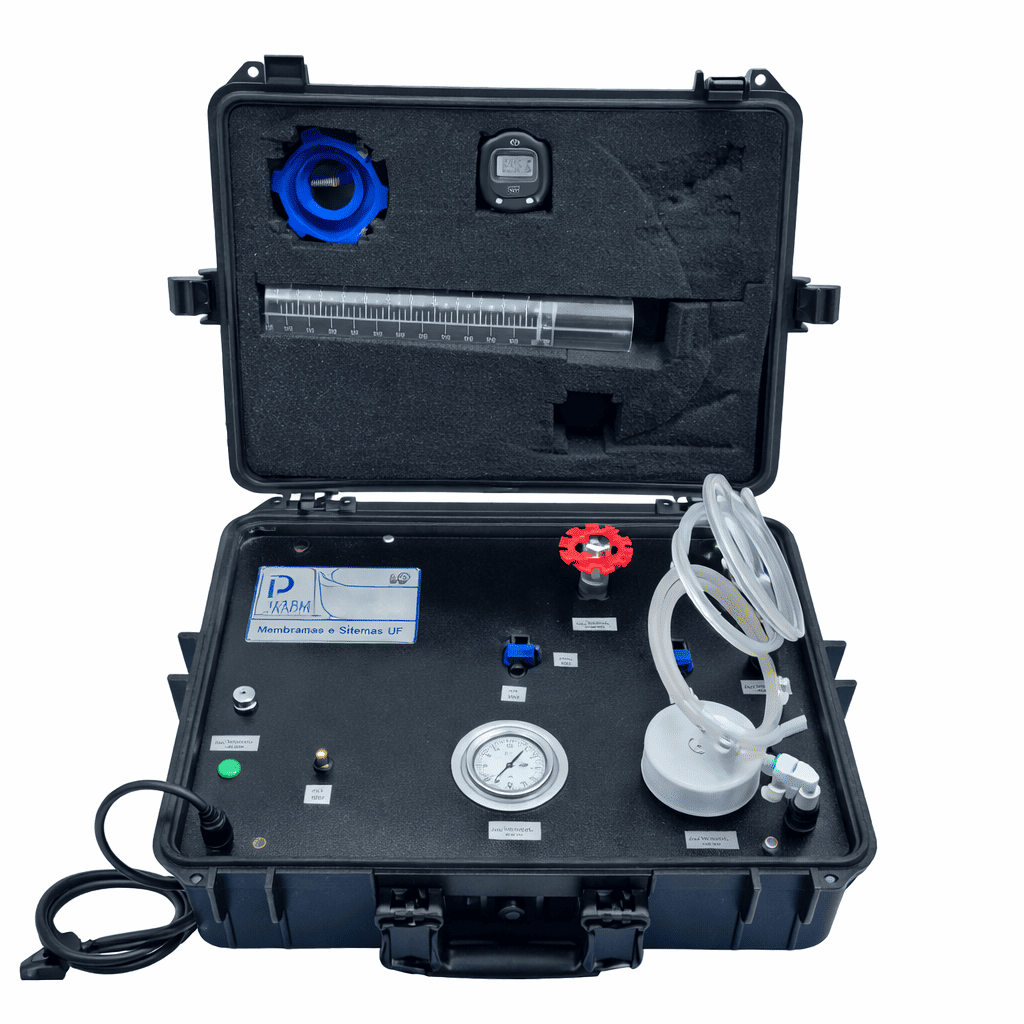 Medidor portátil de SDI (Silt Density Index) para análise de potencial de incrustação em sistemas de osmose reversa e ultrafiltração.